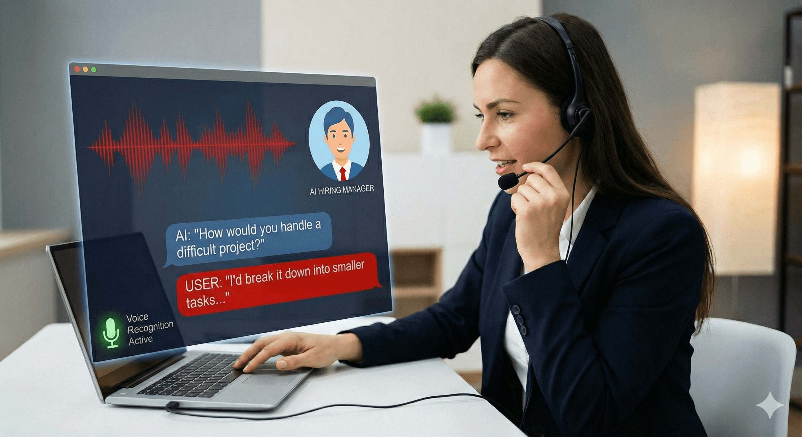 AI Voice Conversations - Practice with our advanced AI that feels like talking to a real hiring manager. Experience natural, flowing conversations that adapt to your responses and provide a realistic interview environment.